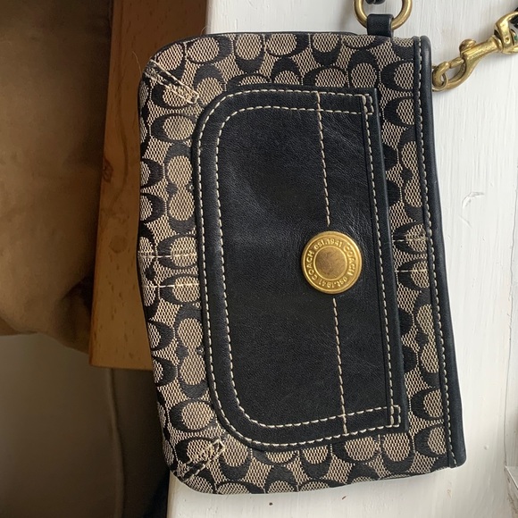 Coach Handbags - COACH Canvas and Leather Wristlet Purse